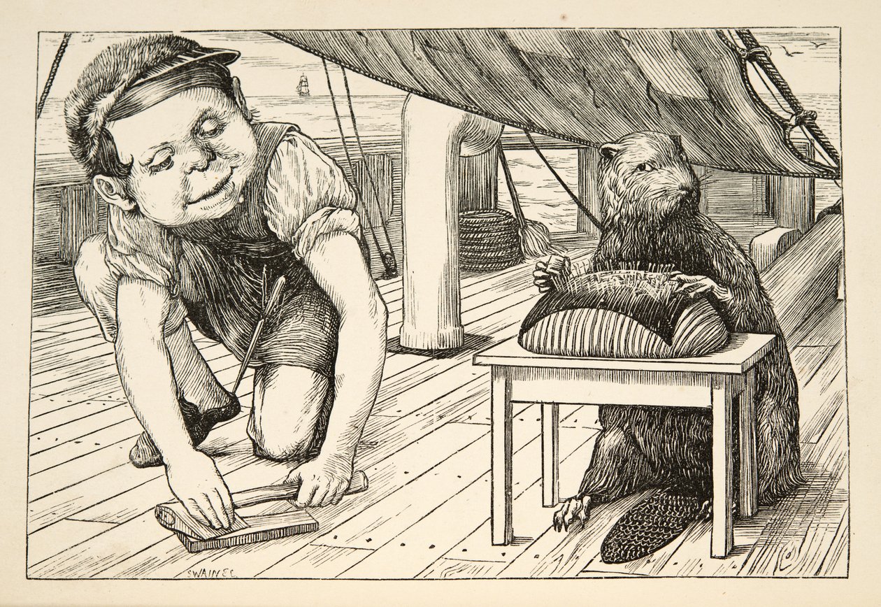 O Castor continuou olhando para o lado oposto ”, de A Caça do Snark, uma Agonia em Oito Seis, de Lewis Carroll, pub. 1876 de Henry Holiday