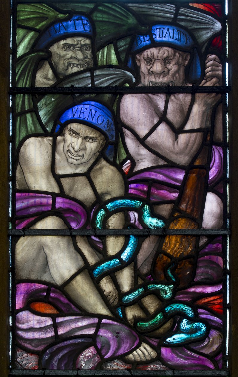 Yeovil, São João Batista, Lowndes & Drury, Henry Holiday, Ódio, Bestialidade e Veneno, 1917-18 de Henry Holiday