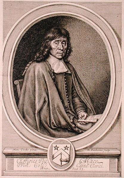Retrato de Thomas Mace (1612-1706) gravado por William Faithorne (1656-c.1701) (gravura) de Henry I (after) Cooke