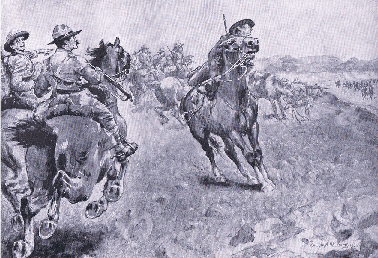 A corrida pelo comando da Philips Town Road, da After Pretoria: The Guerilla War, publicada pela Harmsworth Bros Limited, 1901 de Henry Inglis Jodrel Sheldon Williams