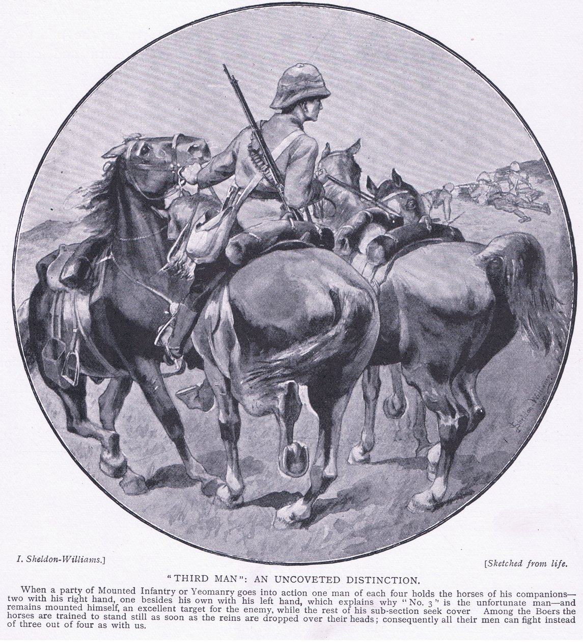 Terceiro homem uma distinção não coberta, de After Pretoria: The Guerilla War, publicado pela Harmsworth Bros Limited, 1901 de Henry Inglis Jodrel Sheldon Williams