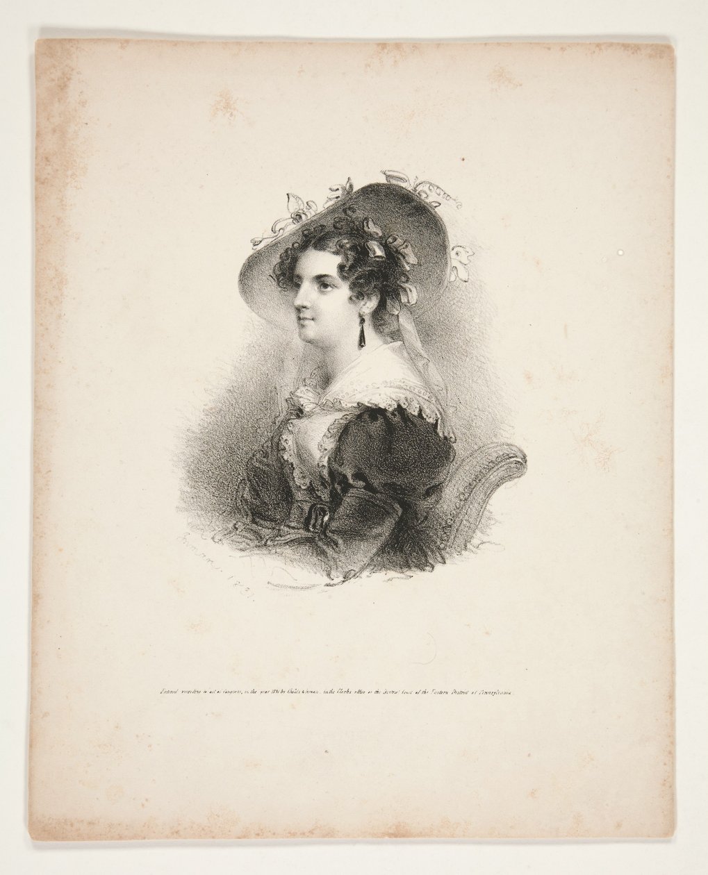 Retrato de meio corpo de uma jovem mulher de Henry Inman