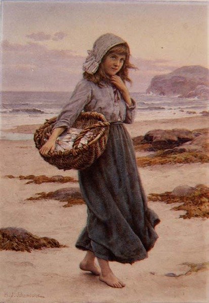 A Fishergirl (aguarela) de Henry James Johnstone