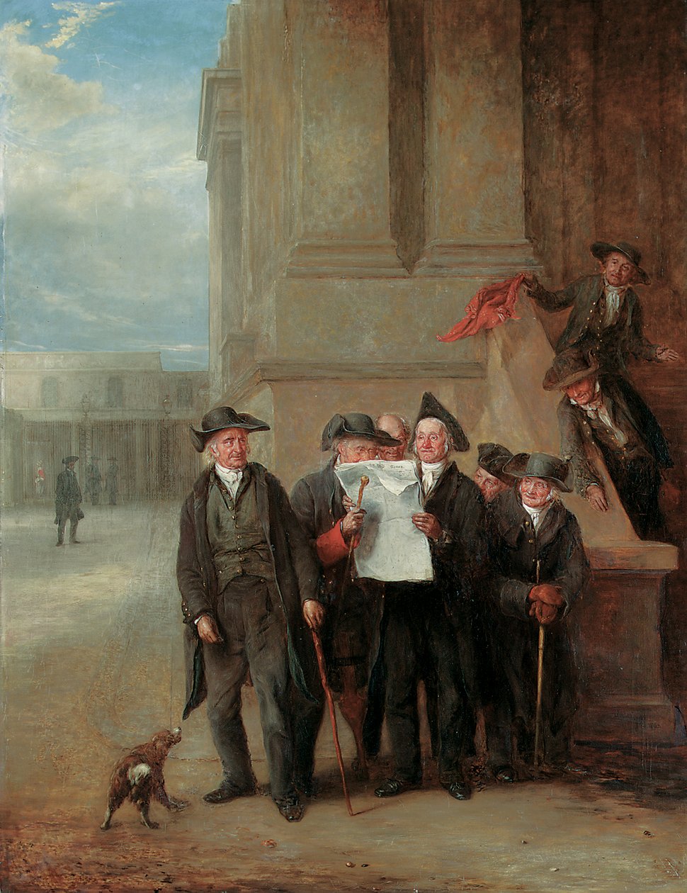 Inteligência naval: pensionistas de Greenwich lendo uma cópia do The Times de Henry James Pidding