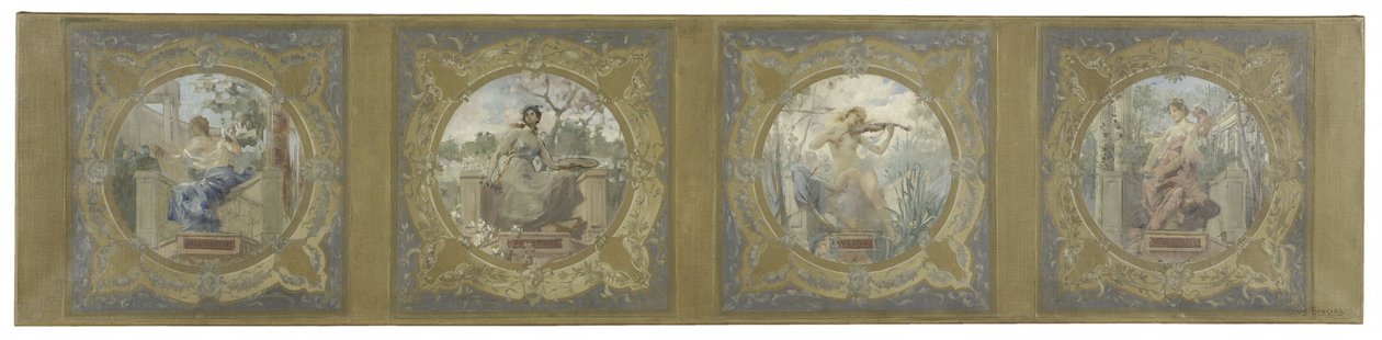 Esboço para a Galeria Lobau na Câmara Municipal de Paris: Les Arts de Henry Jean Louis Boureau