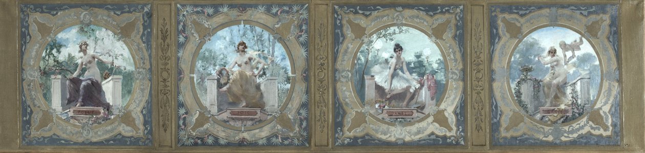 Esboço para a Galeria Lobau da Câmara Municipal de Paris: Poesia. Alegria. La Danse. La Grace, em 1890 (óleo sobre tela) de Henry Jean Louis Boureau