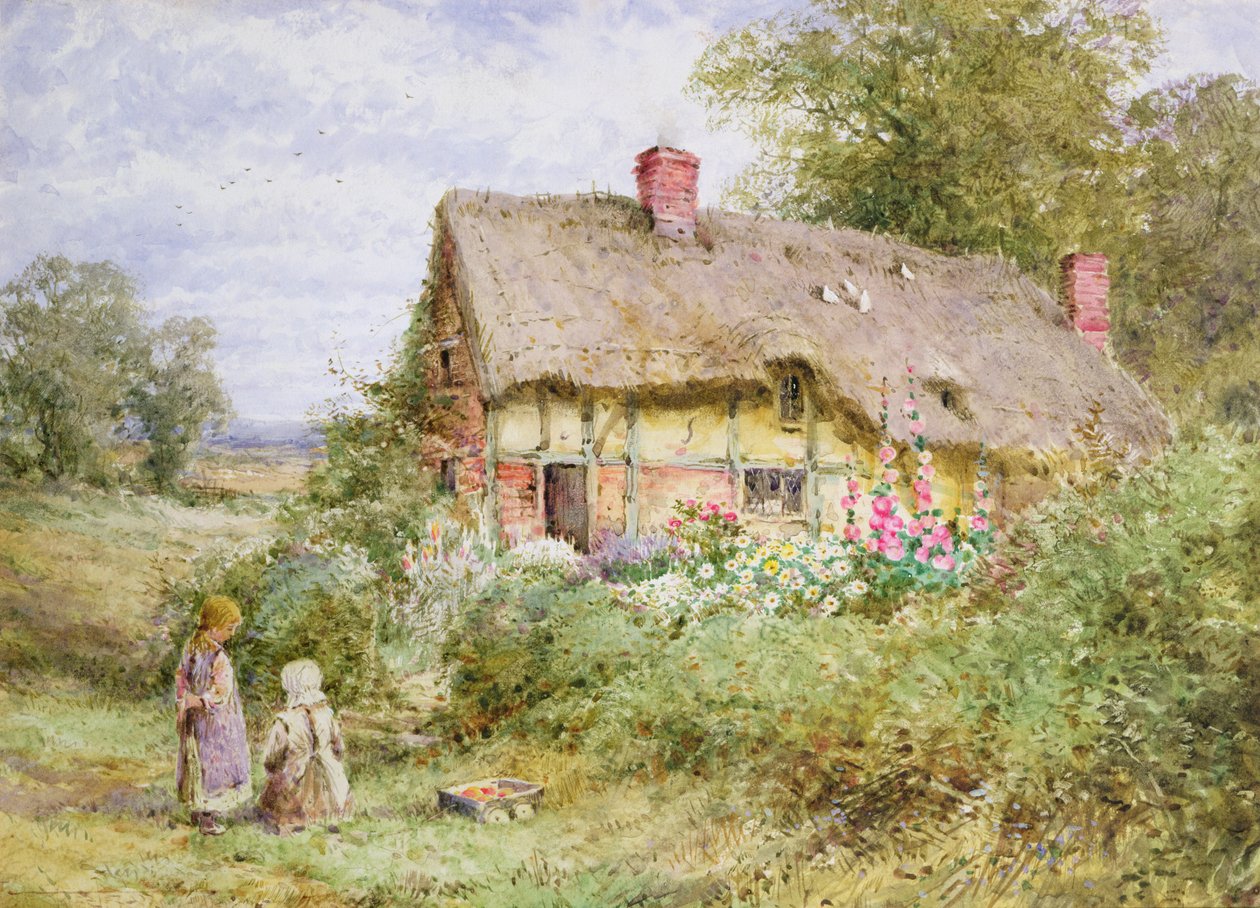 Uma Bedfordshire Cottage (aguarela) de Henry John Sylvester Stannard