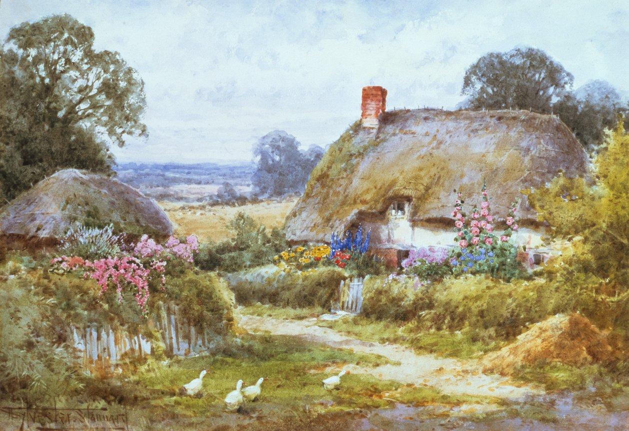 Uma casa de campo no verão (aquarela) de Henry John Sylvester Stannard