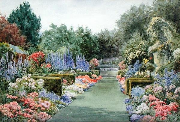 Um Jardim de Verão (aguarela sobre papel) de Henry John Sylvester Stannard