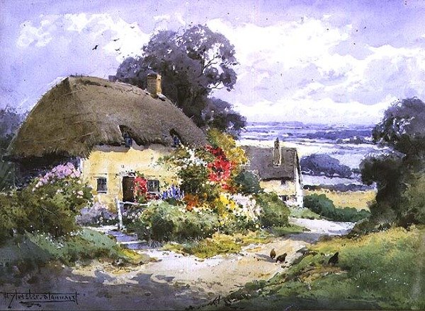 Uma pista de Surrey (aguarela) de Henry John Sylvester Stannard