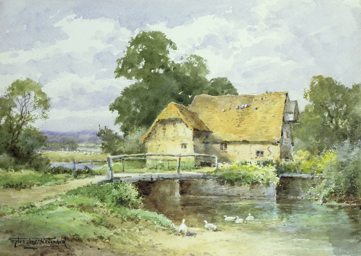 Por um moinho de água de Surrey (aquarela) de Henry John Sylvester Stannard