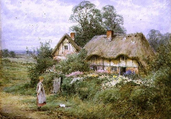 Alimentando o Gatinho Branco (aquarela e guache sobre papel) de Henry John Sylvester Stannard