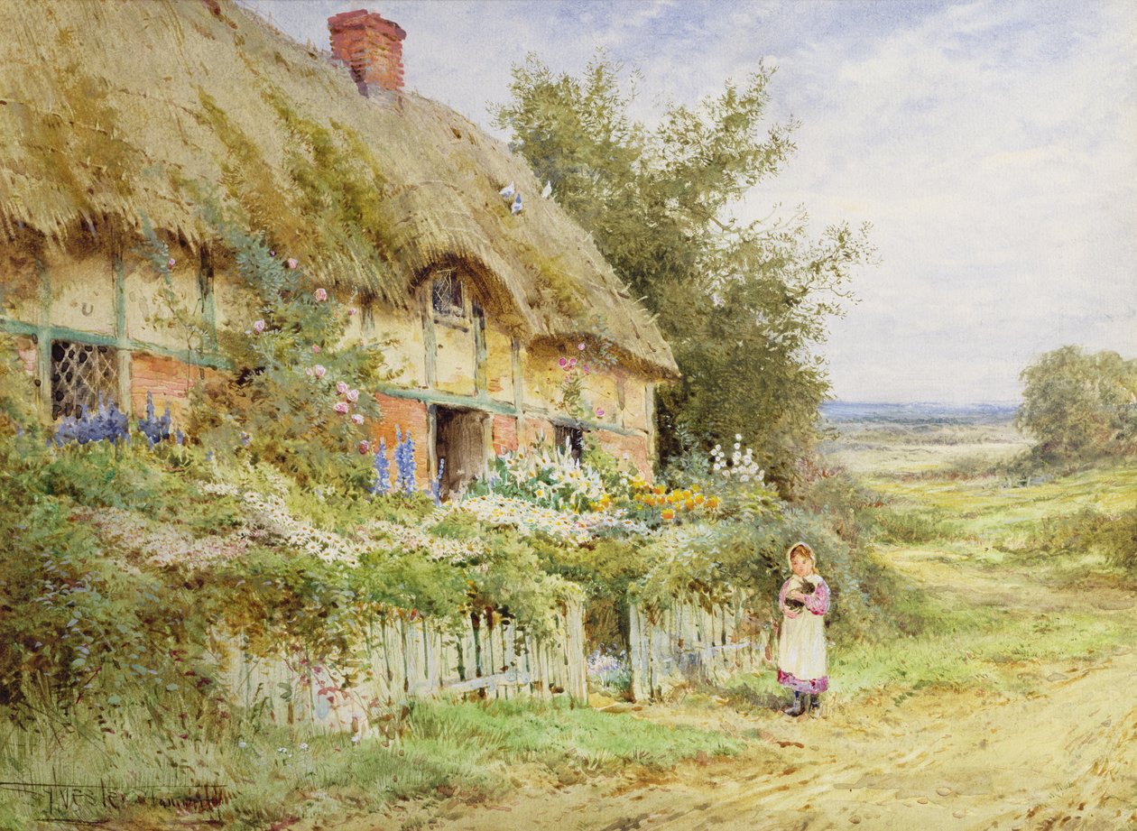 O coelho de estimação (óleo sobre tela) de Henry John Sylvester Stannard