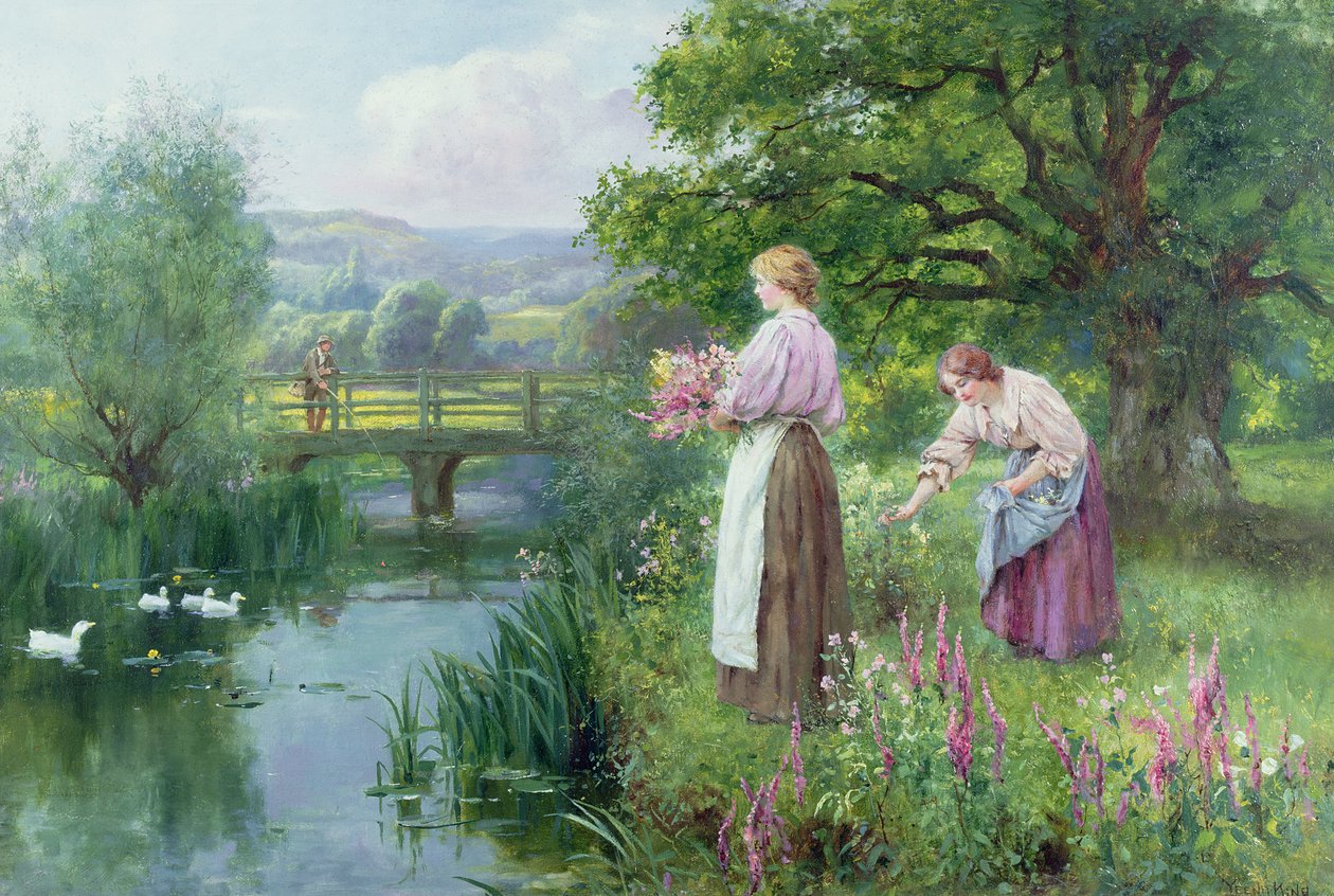 Meninas Coletoras de Flores de Henry John Yeend King