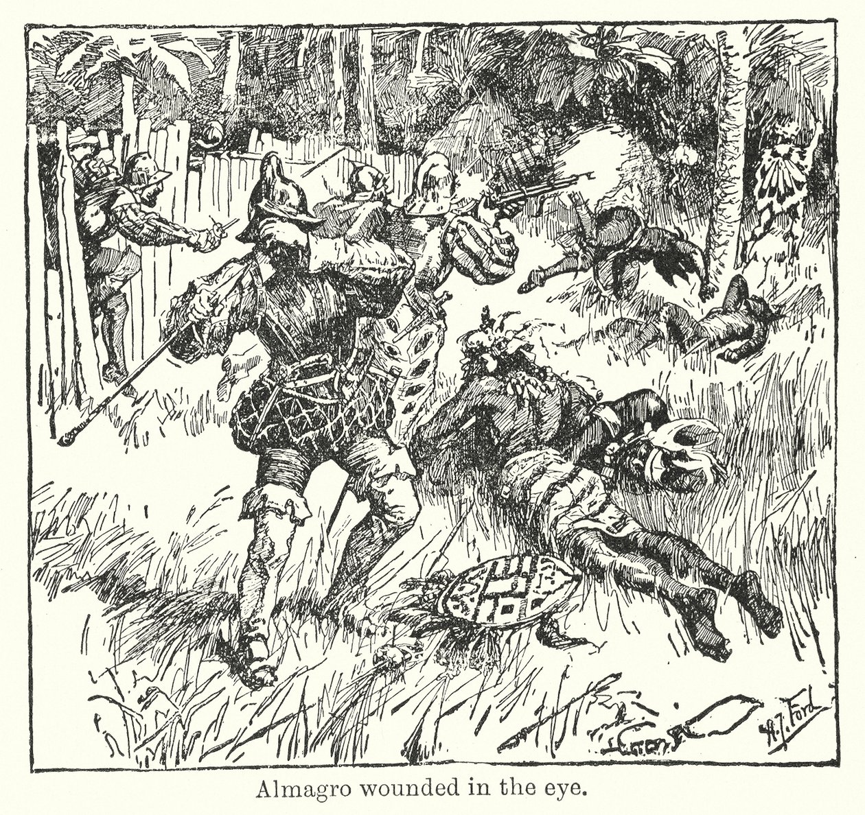 Almagro ferido no olho (litografia) de Henry Justice Ford