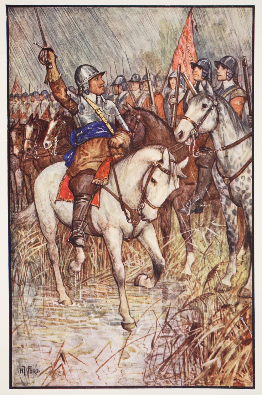 Cromwell e seu Ironsides, ilustração de &39;A History of England&39; por CRL Fletcher e Rudyard Kipling, 1911 de Henry Justice Ford