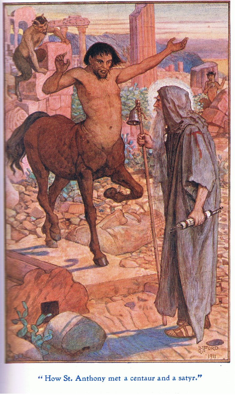 Como St Anthony conheceu um centauro e um sátiro, 1912 de Henry Justice Ford