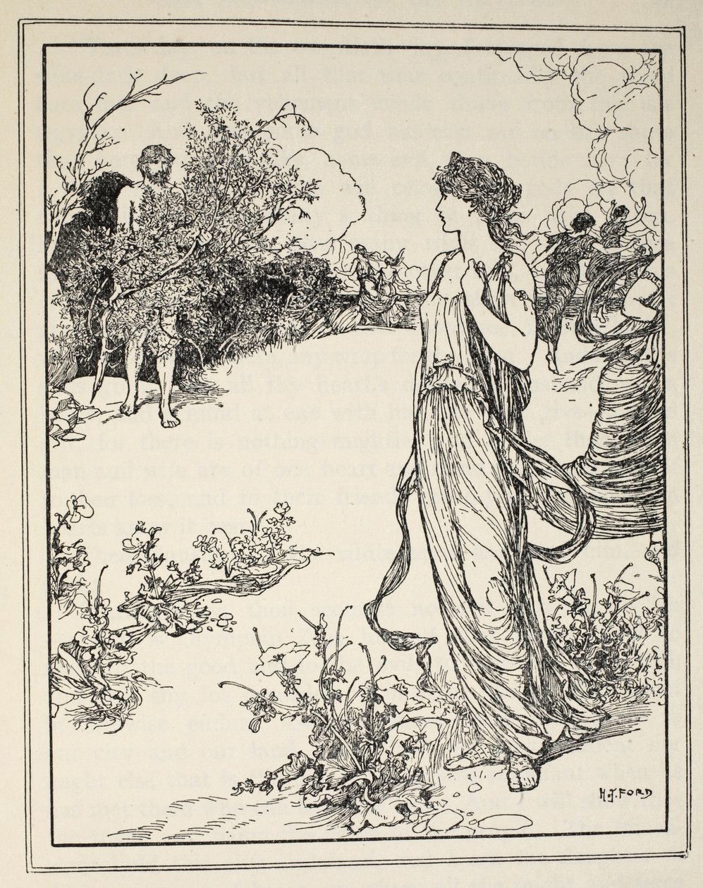 Como Ulysses conheceu Nausicaa, de &39;Tales of the Greek Seas&39; por Andrew Lang, 1926 (tinta no papel) de Henry Justice Ford