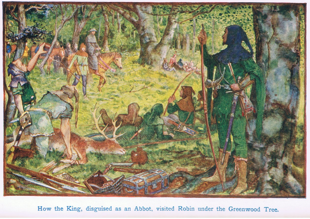 Como o rei se disfarçou de abade, visitou Robin sob a árvore Greenwood de Henry Justice Ford