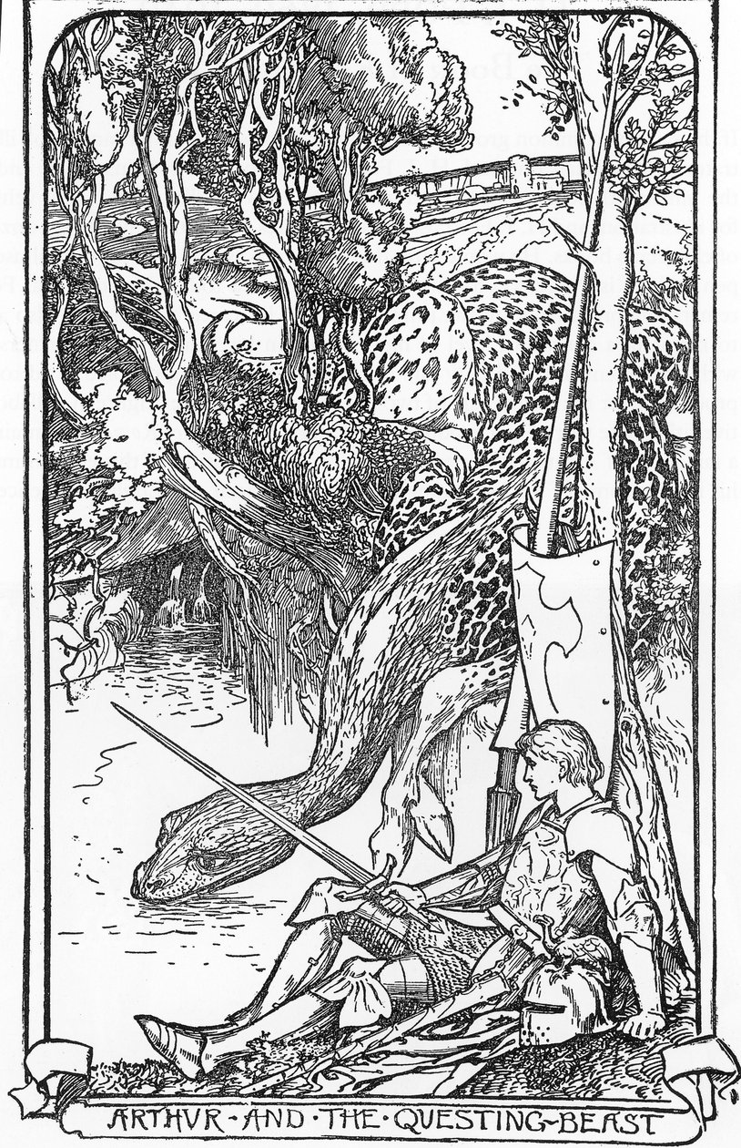 King Arthur and the Questing Beast Illustration de HJ Ford (1860-1940) de "The book of romance" 1902 Colecção privada de Henry Justice Ford
