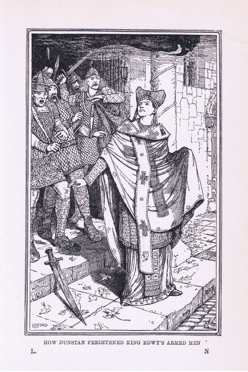 St Dunstan assustou homens armados do rei Edwys, 1912 de Henry Justice Ford