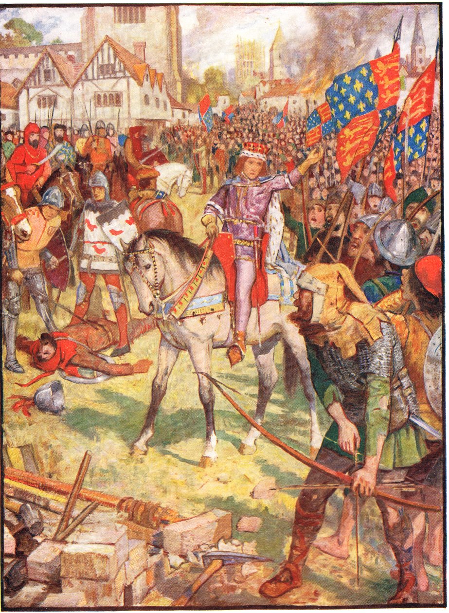 A revolta dos camponeses, ilustração de "uma história da Inglaterra" por Rudyard Kipling, 1911 de Henry Justice Ford