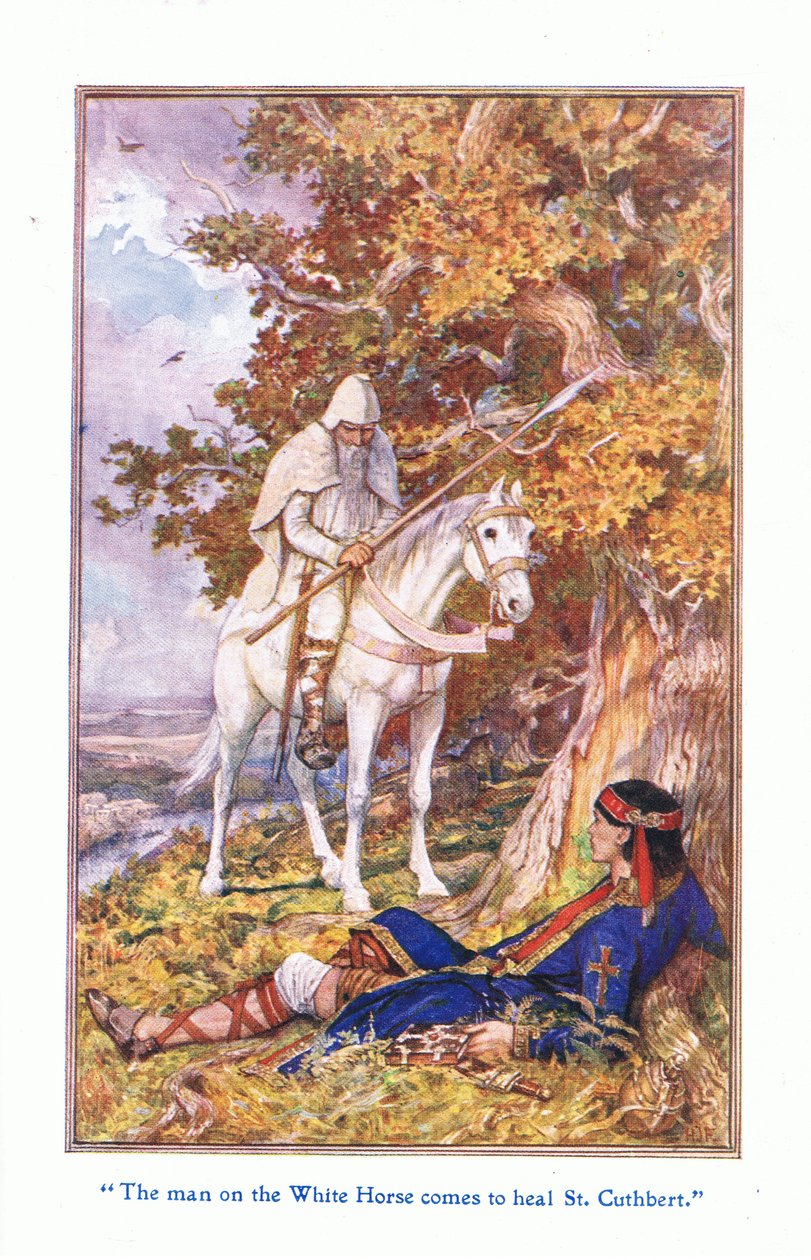 O homem no cavalo branco vem para curar St Cuthbert, 1912 de Henry Justice Ford
