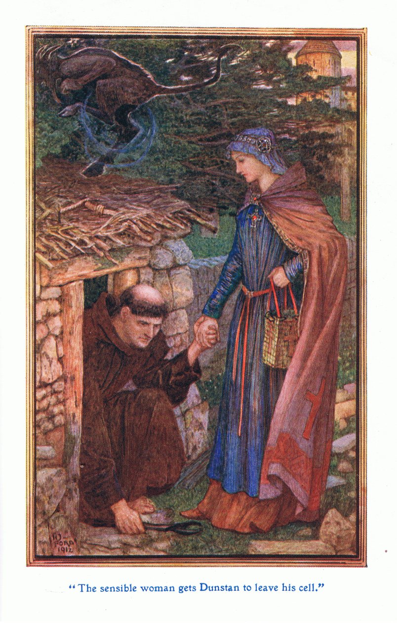 A mulher sensata faz com que Dunstan deixe seu celular, 1912 de Henry Justice Ford