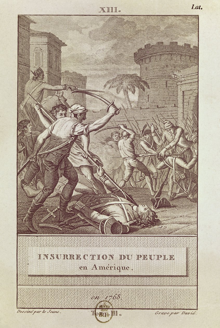 Insurreição do povo americano em 1768, gravado por David de Henry Le Jeune