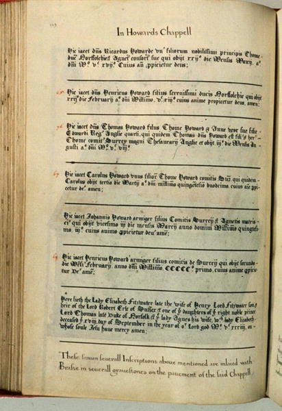Inscrições da Capela dos Howards, Igreja Paroquial de Lambeth de Henry Lilly