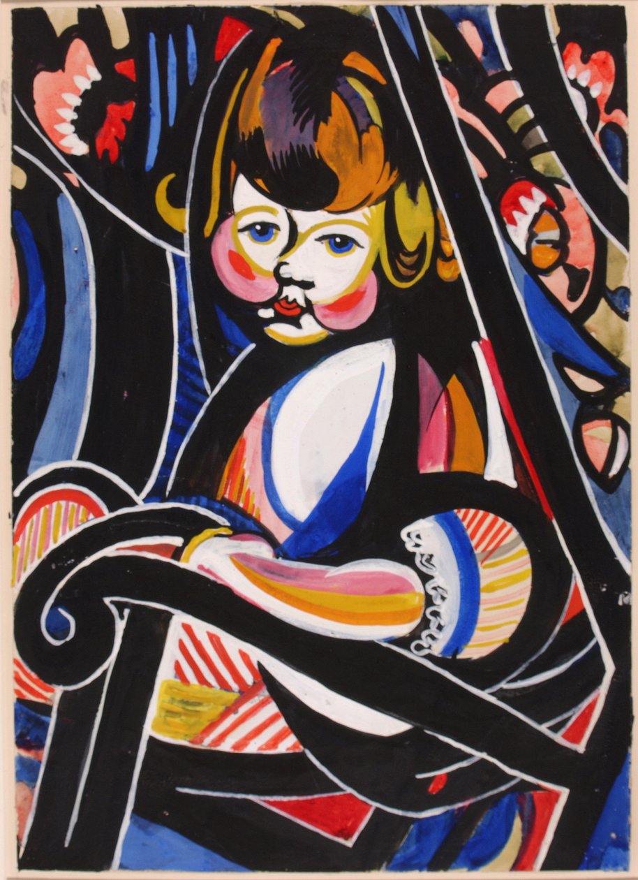 Criança em Rocker, ca. 1916. de Henry Lyman Saÿen