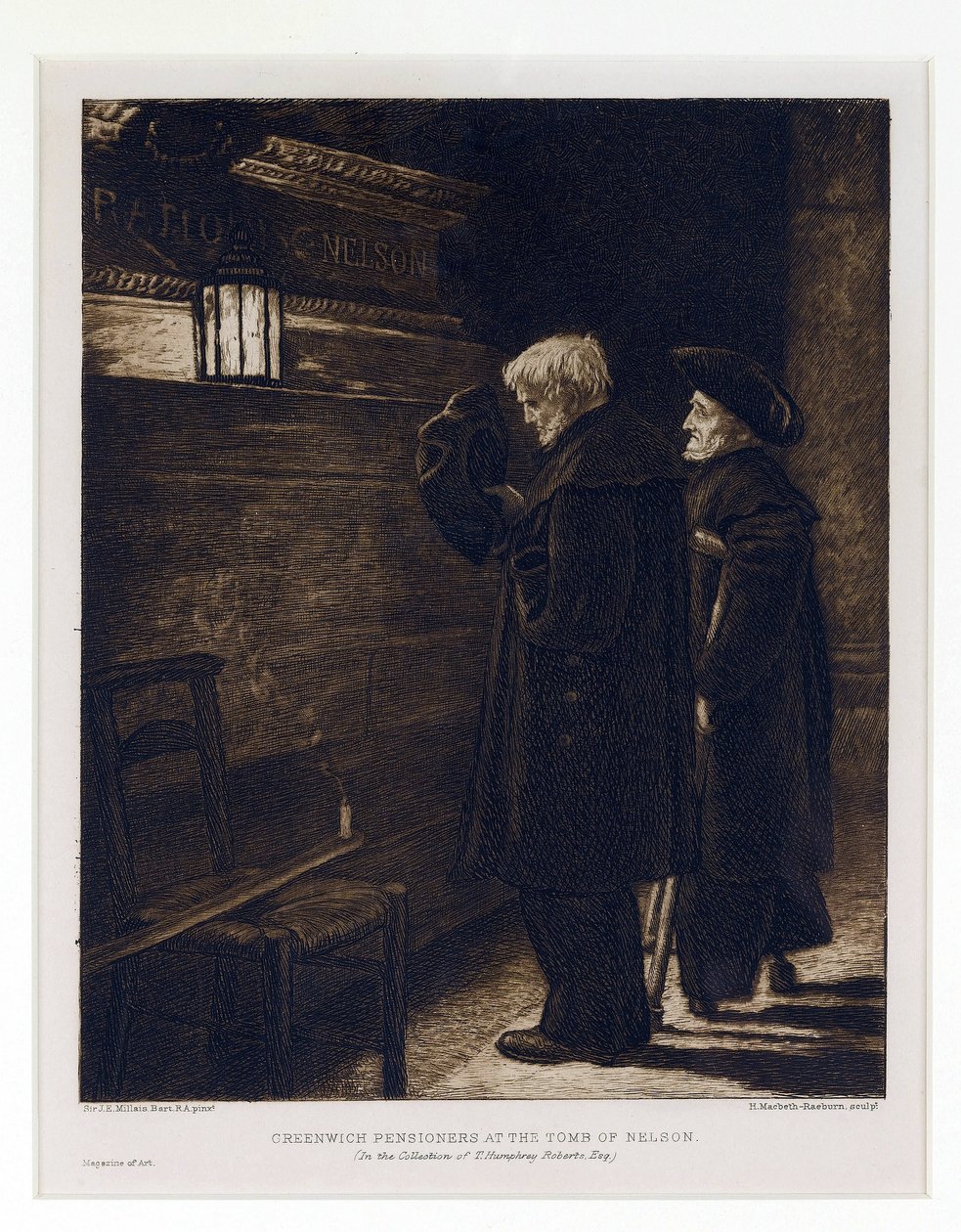 Dois residentes do Hospital de Greenwich, recolhidos da sepultura de Horatio Nelson (1758-1805) na cripta da Igreja de São Paulo (Londres, Inglaterra) de Henry Macbeth Raeburn