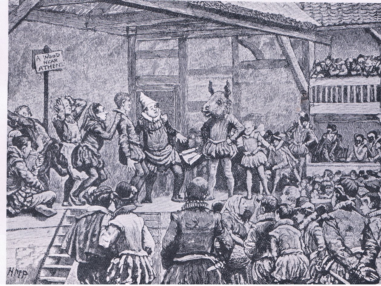 Sonho de uma noite de verão como apresentado em um teatro elisabetano, de Cassells História do povo britânico publicado pela Waverley Book Company, c.1950 de Henry Marriott Paget