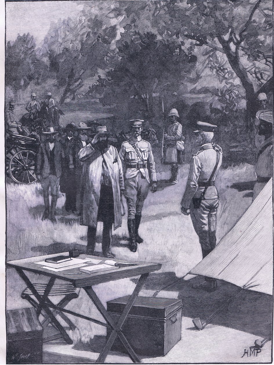 Rendição de Cronjes, ilustração fromCassells História da Inglaterra, de 1900 de Henry Marriott Paget