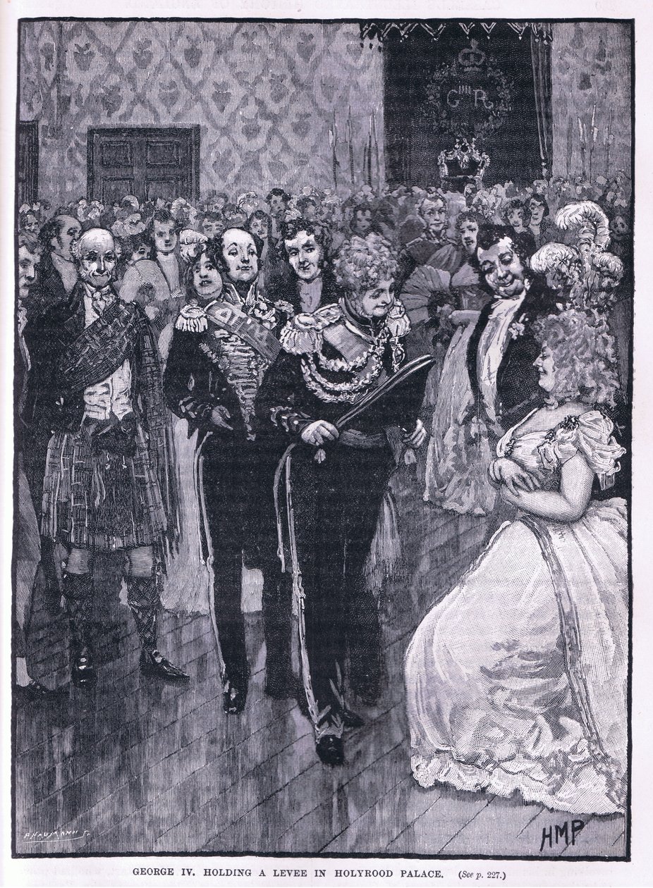 George IV segurando um dique no Palácio de Holyrood 1822 de Henry Marriott Paget