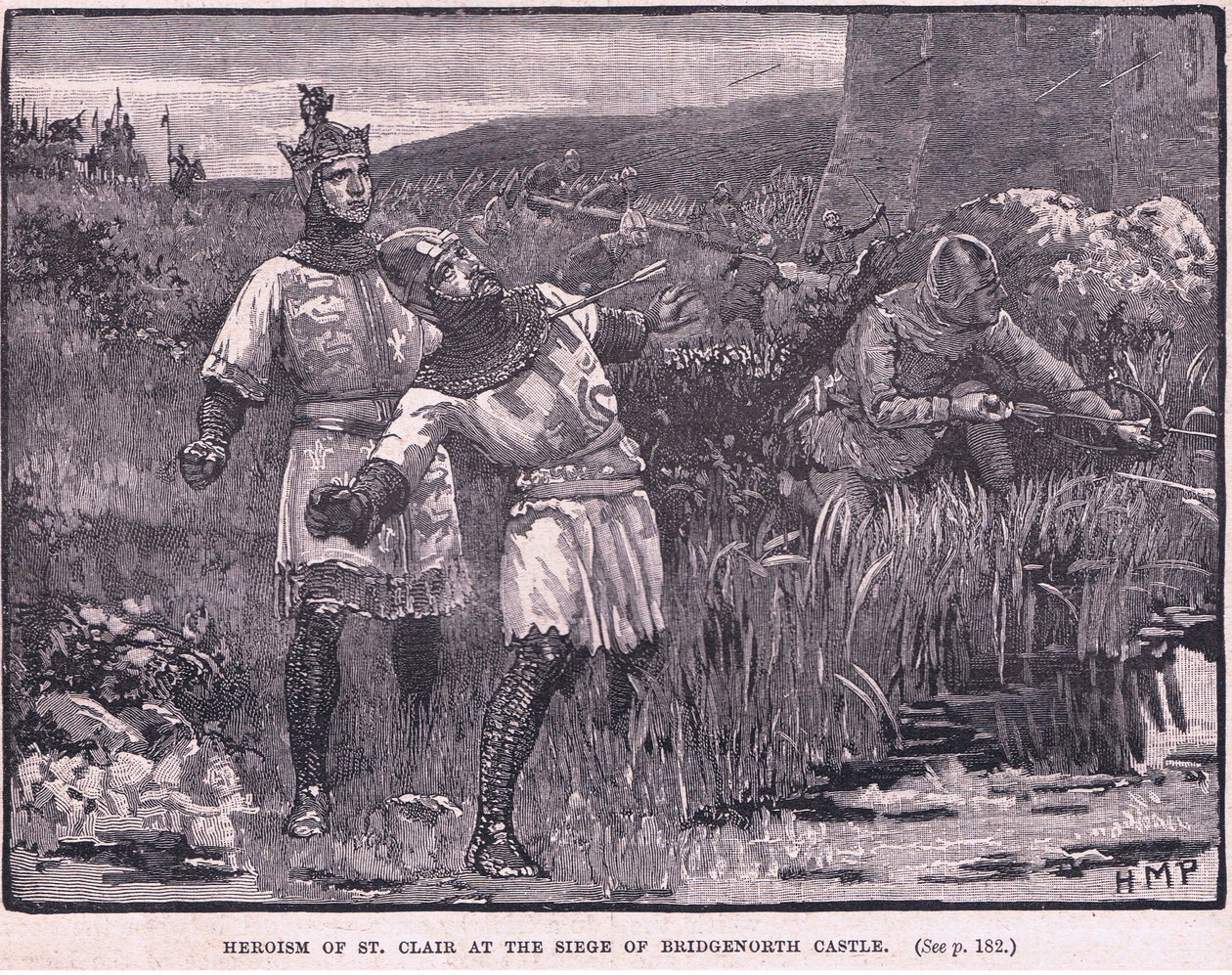 Heroísmo de St Clair no cerco do Castelo de Bridgnorth AD 1154 de Henry Marriott Paget