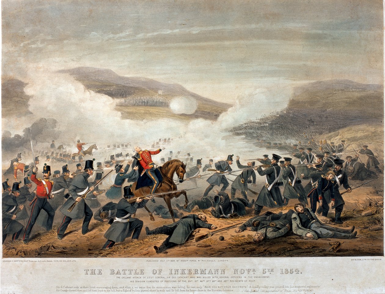 A Batalha de Inkermann em 5 de novembro de 1854, gravada por Edmund Walker (fl. 1836-62) 1854 de Henry Martens
