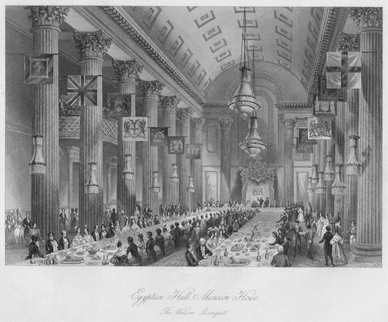 Salão egípcio, mansão: The Wilson Banquet, c1841 de Henry Melville