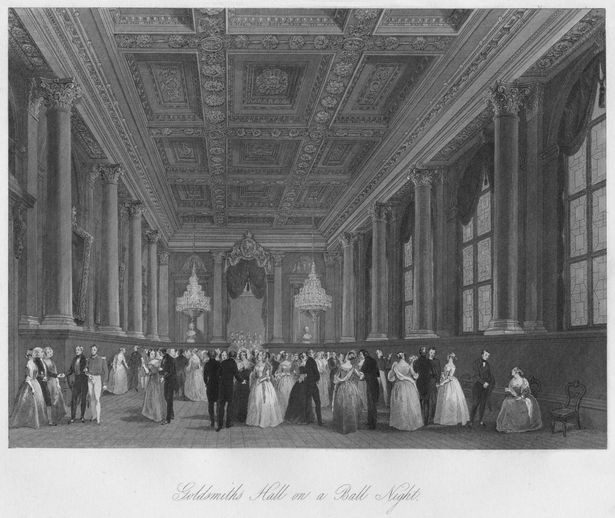 Goldsmiths Hall em uma noite de bola, c1841 de Henry Melville