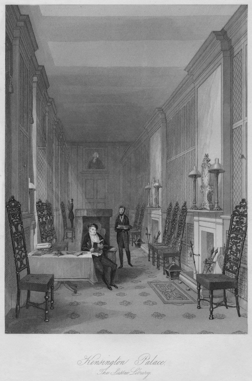 Palácio de Kensington. Biblioteca Sussex, c1841 de Henry Melville