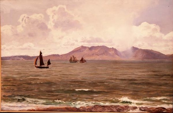 Barcos de pesca ao largo da costa de Henry Moore