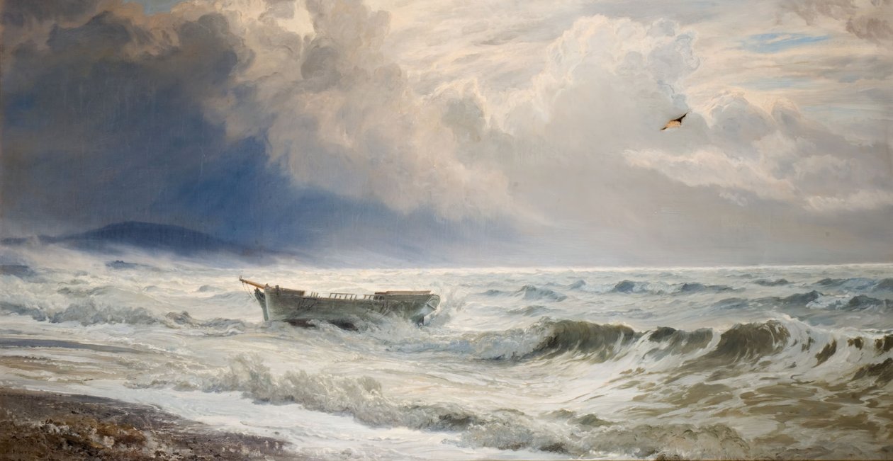 Tempo difícil na costa, Cumberland, 1874. de Henry Moore