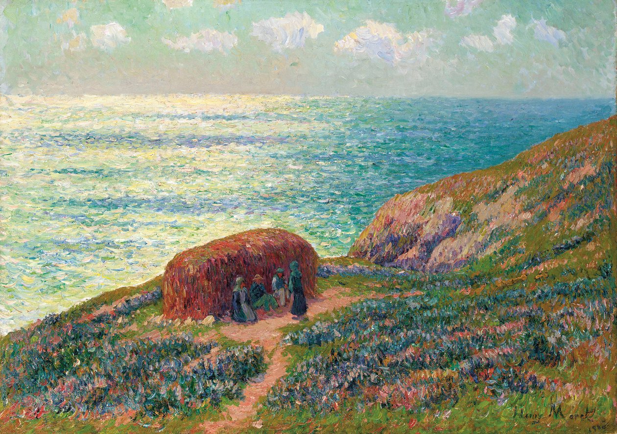 Catadores de algas em Moelan, Bretagne, 1900 de Henry Moret