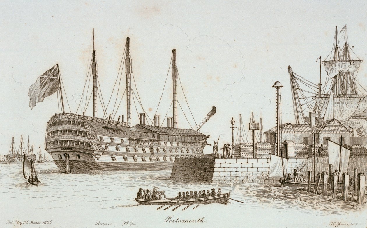 Esboços da navegação no porto de Portsmouth de Henry Moses