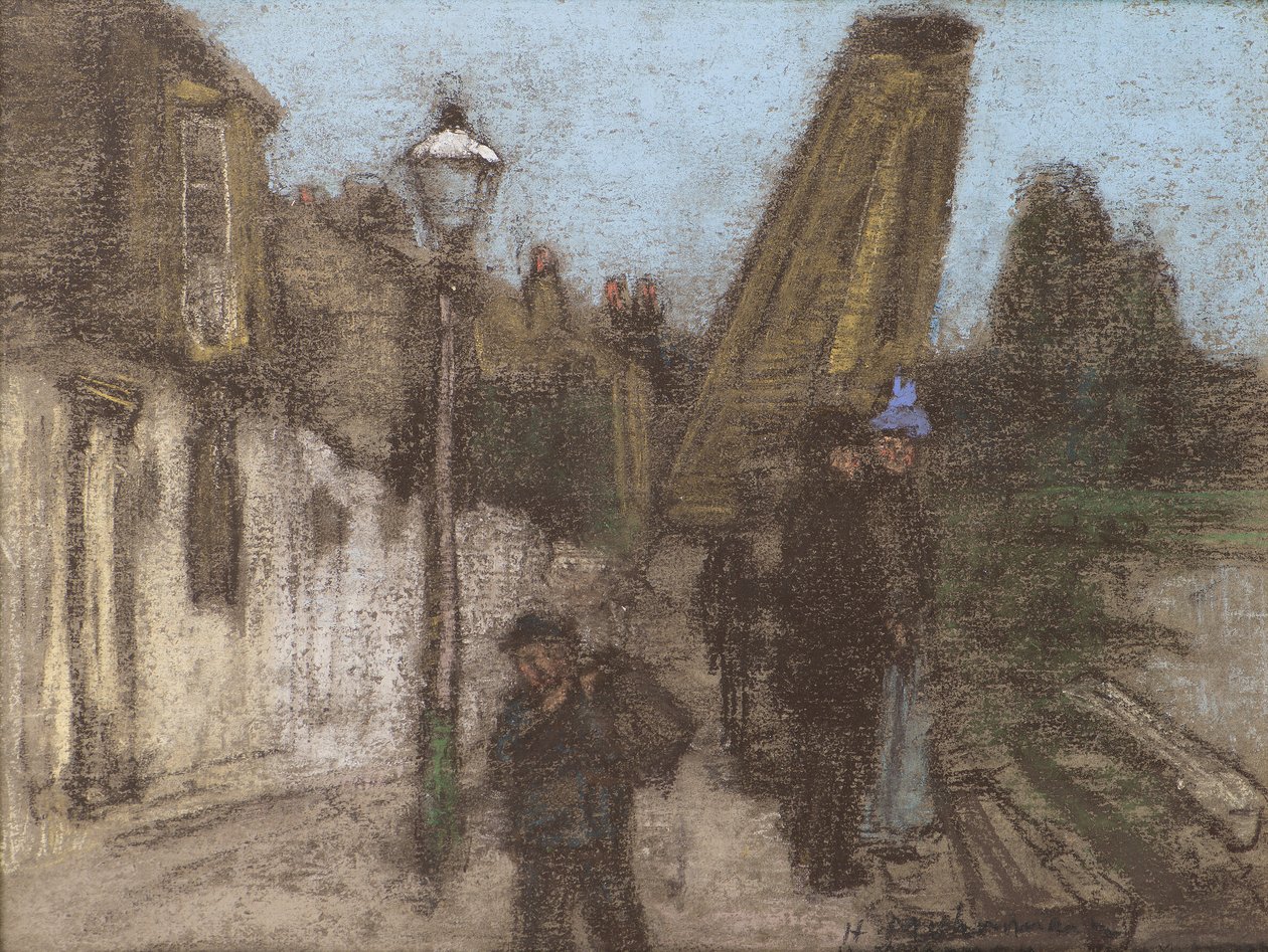 Casa às margens do Tamisa (pastel) de Henry Muhrmann