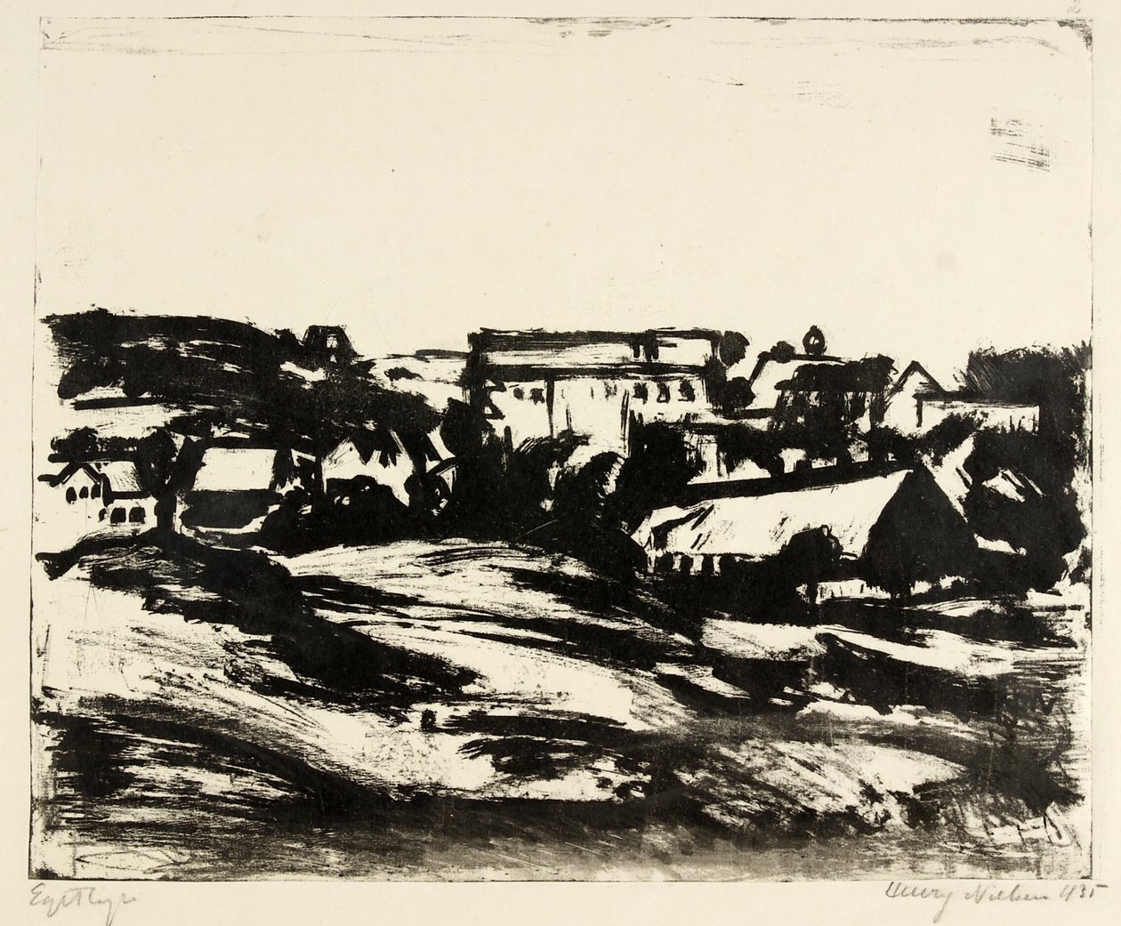 Paisagem montanhosa com casas de Henry Nielsen