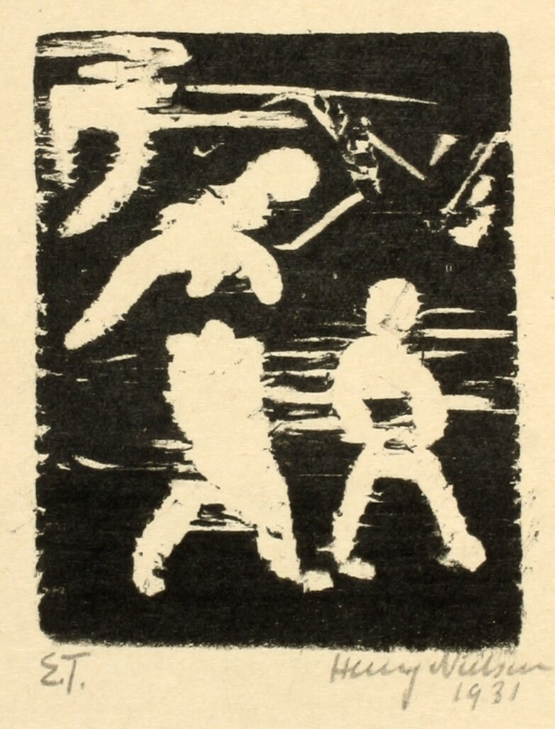 Mulher e criança andando de Henry Nielsen