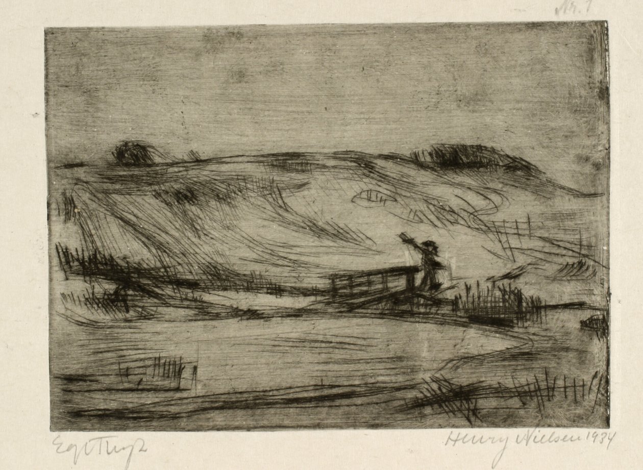 Paisagem com um homem em uma ponte de Henry Nielsen