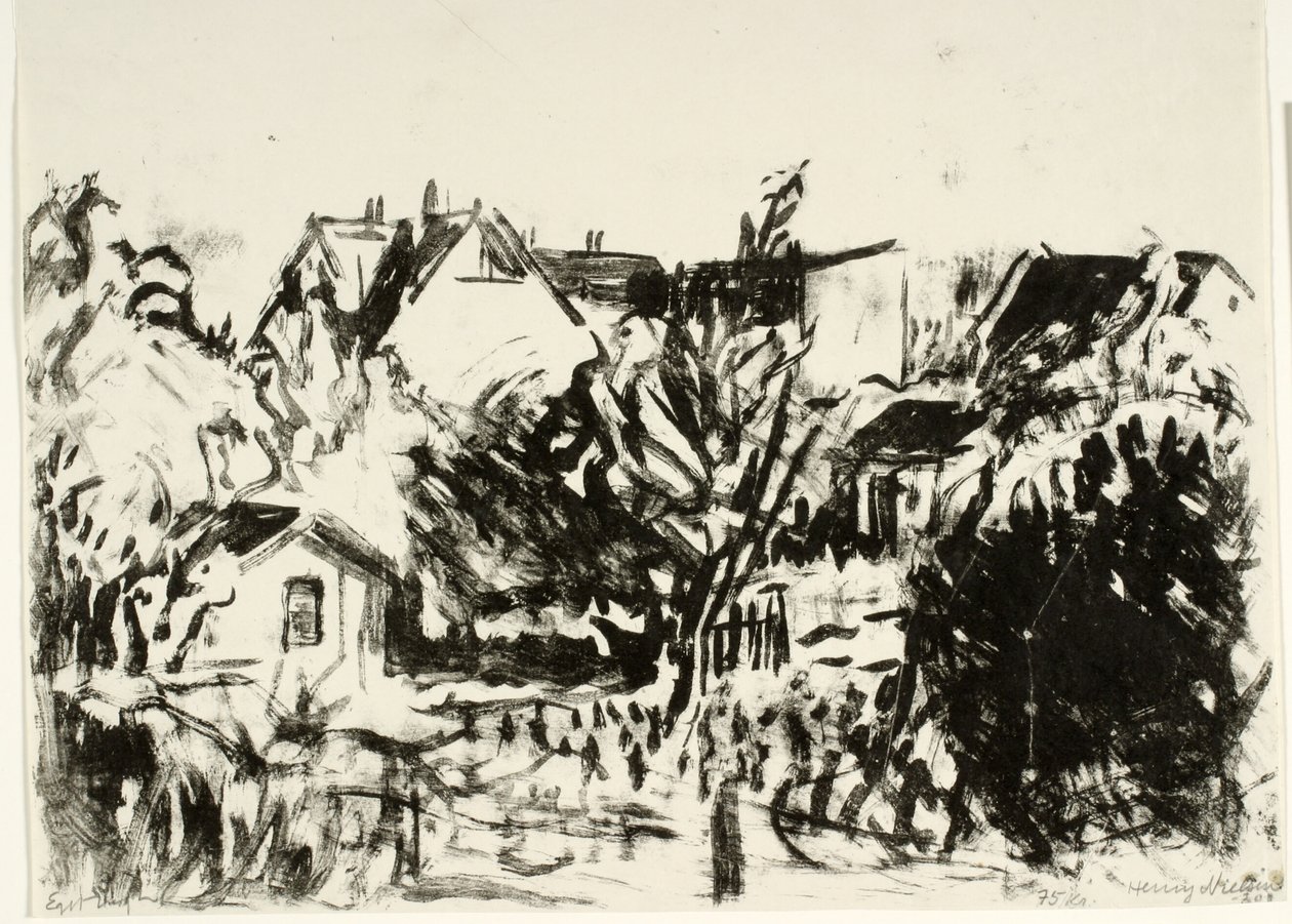 Vista de jardins e casas de Henry Nielsen