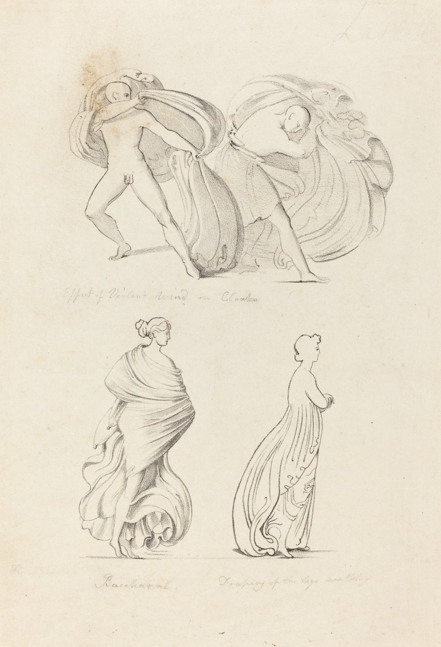 Cortinas, três figuras, uma bacante e duas da natureza de Henry Noel Humphreys after John Flaxman
